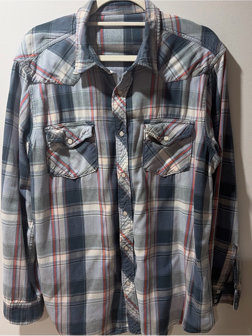 Vintage Sears Pearl Snap Shirt Mens Long Sleeve Western Wear Plaid Button Down